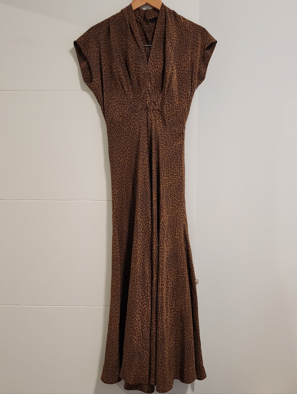 J. Peterman Vintage Leopard Print 100% Silk Maxi Dress